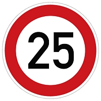 Označení nejvyšší povolené rychlosti – 25 km, samolepicí fólie, Ø 450 mm